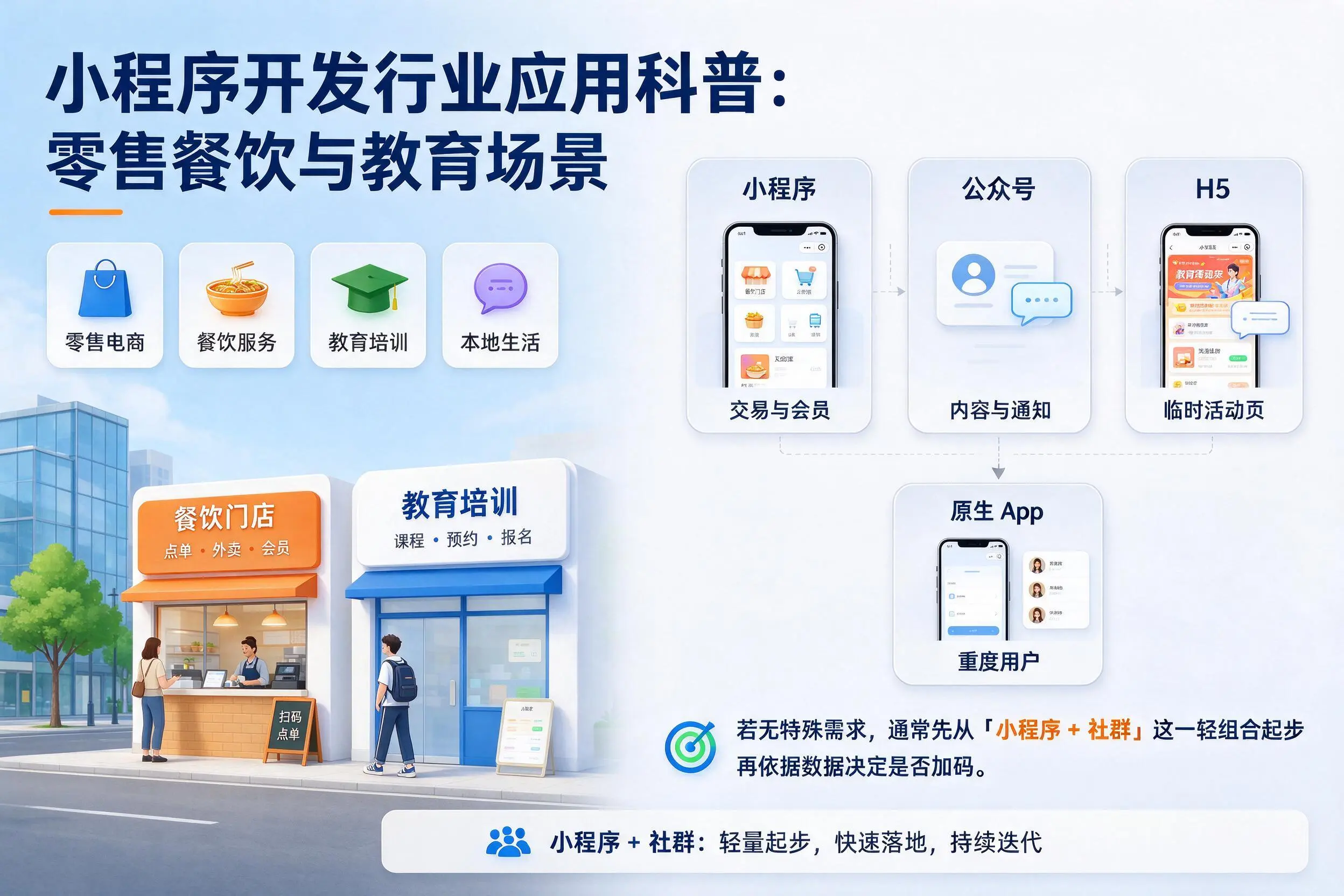 琼海小程序开发行业应用科普:零售餐饮与教育场景