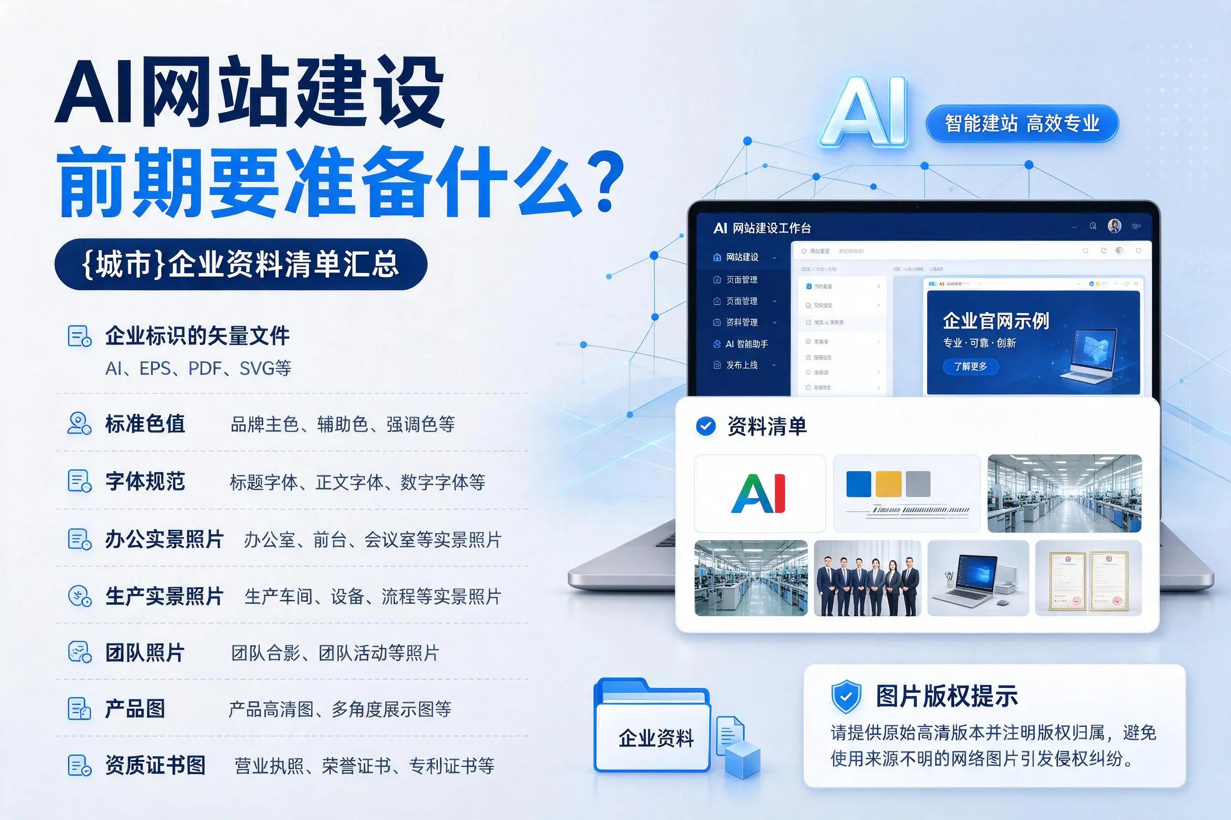 AI网站建设前期要准备什么?琼海企业资料清单汇总