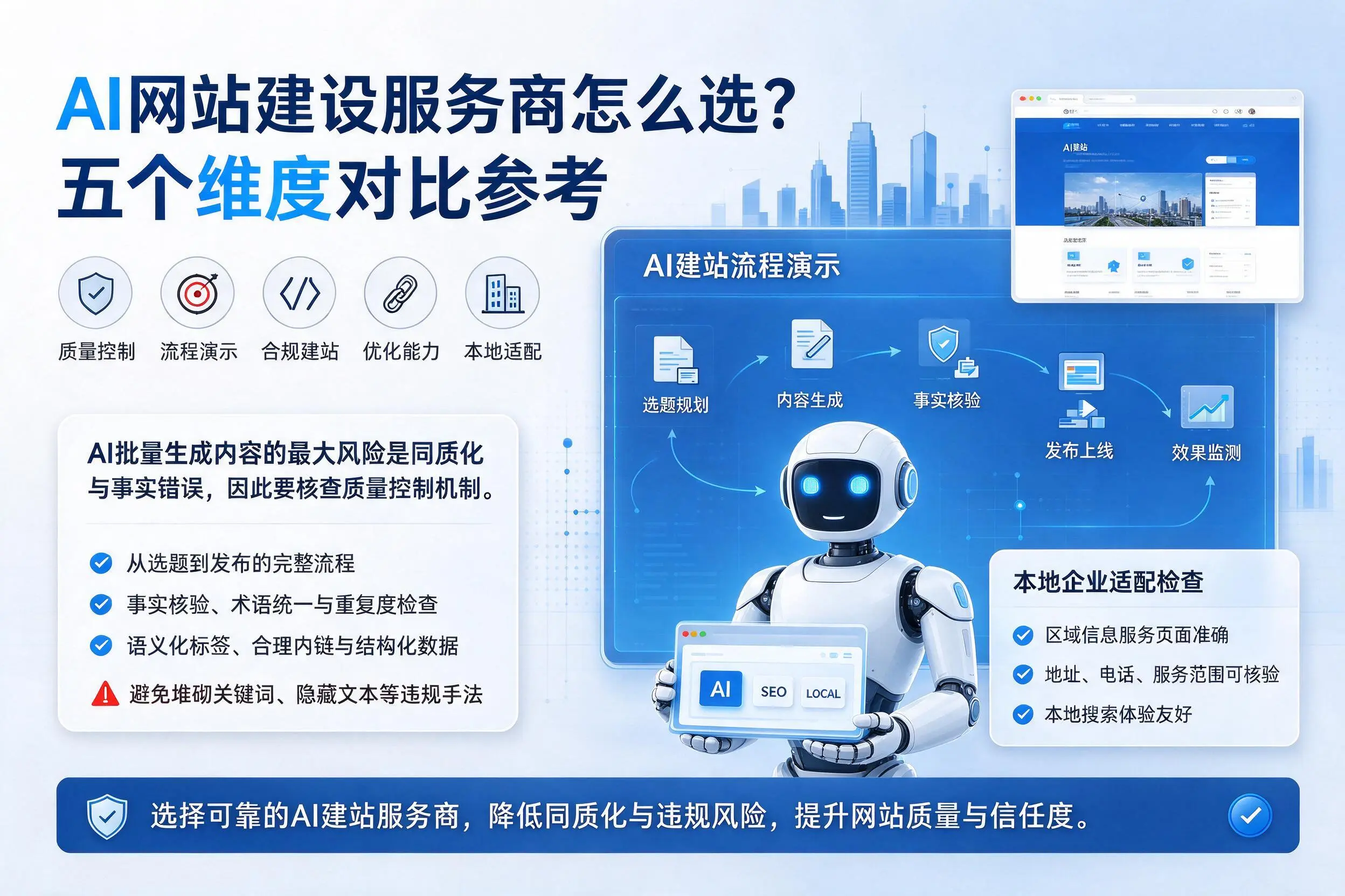 琼海AI网站建设服务商怎么选？五个维度对比参考